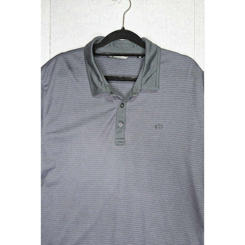 Travis Mathew Performance Golf Polo Shirt Mens XL Charcoal Stripes